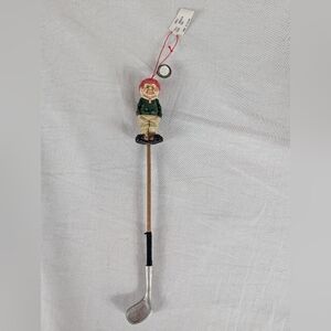 Golfer Golf Club Ornament Putter Driver Vintage Christmas Holiday BRN Old Santa